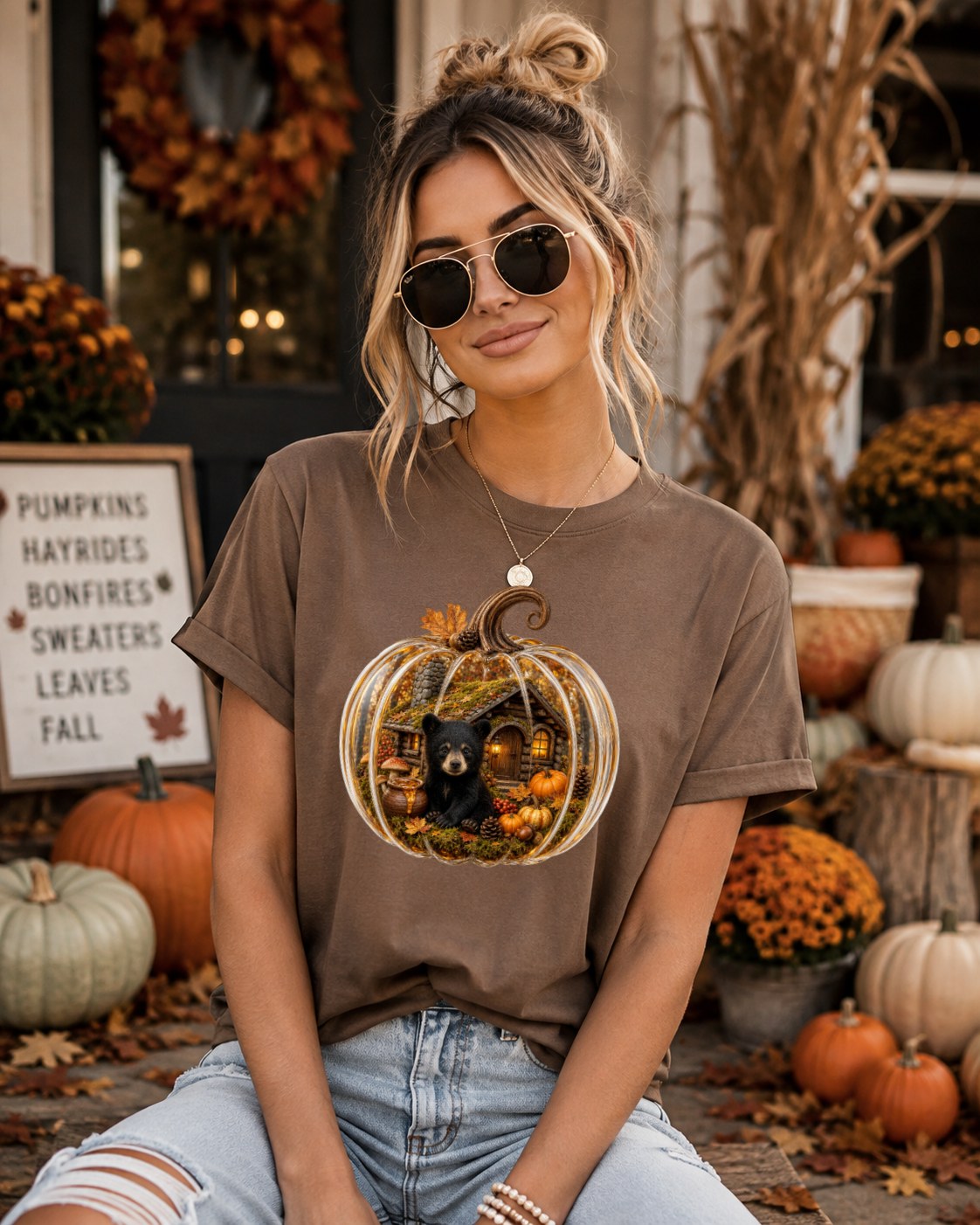 Cozy Pumpkin Bear Tshirt