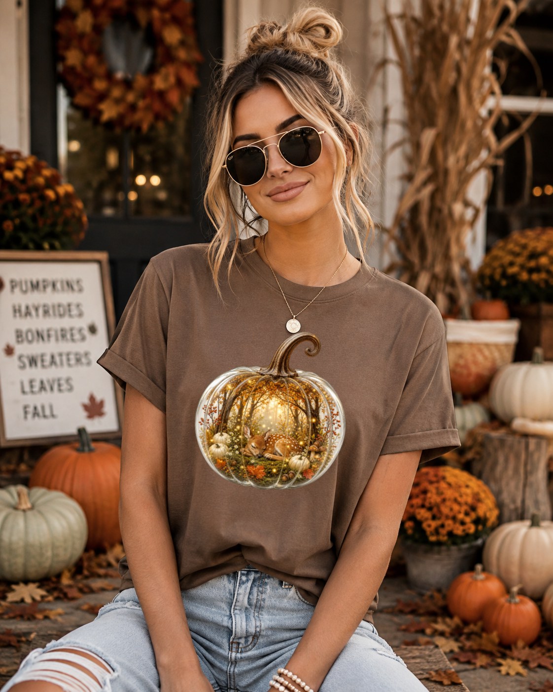 Cozy Pumpkin Deer Tshirt