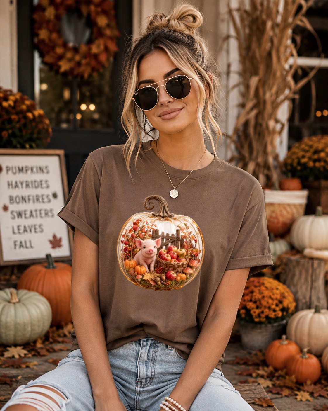 Cozy Pumpkin Pig Tshirt