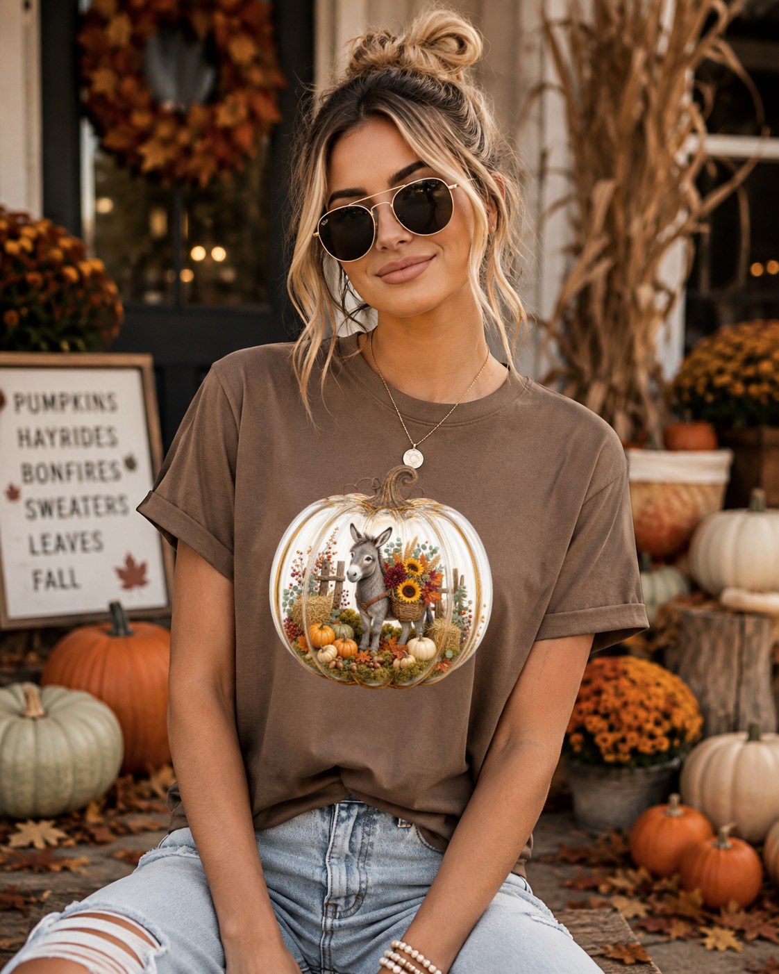 Cozy Pumpkin Donkey Tshirt