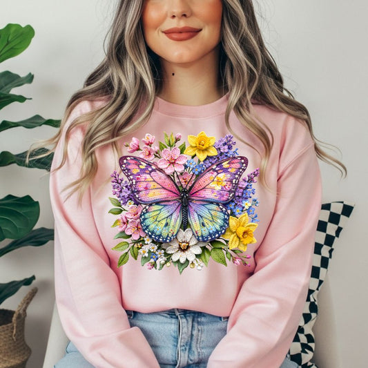 Faux Yarn Butterfly Sweatshirt