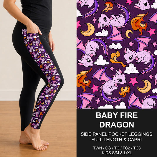 B310 - Preorder Baby Fire Dragon Side Panel Pocket Leggings (Closes 8/30. ETA: late Oct.)
