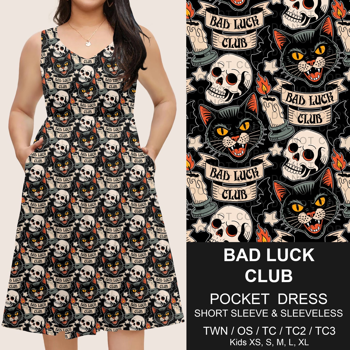 B302 - Preorder Bad Luck Club Pocket Dress (Closes 7/24. ETA: early Oct.)