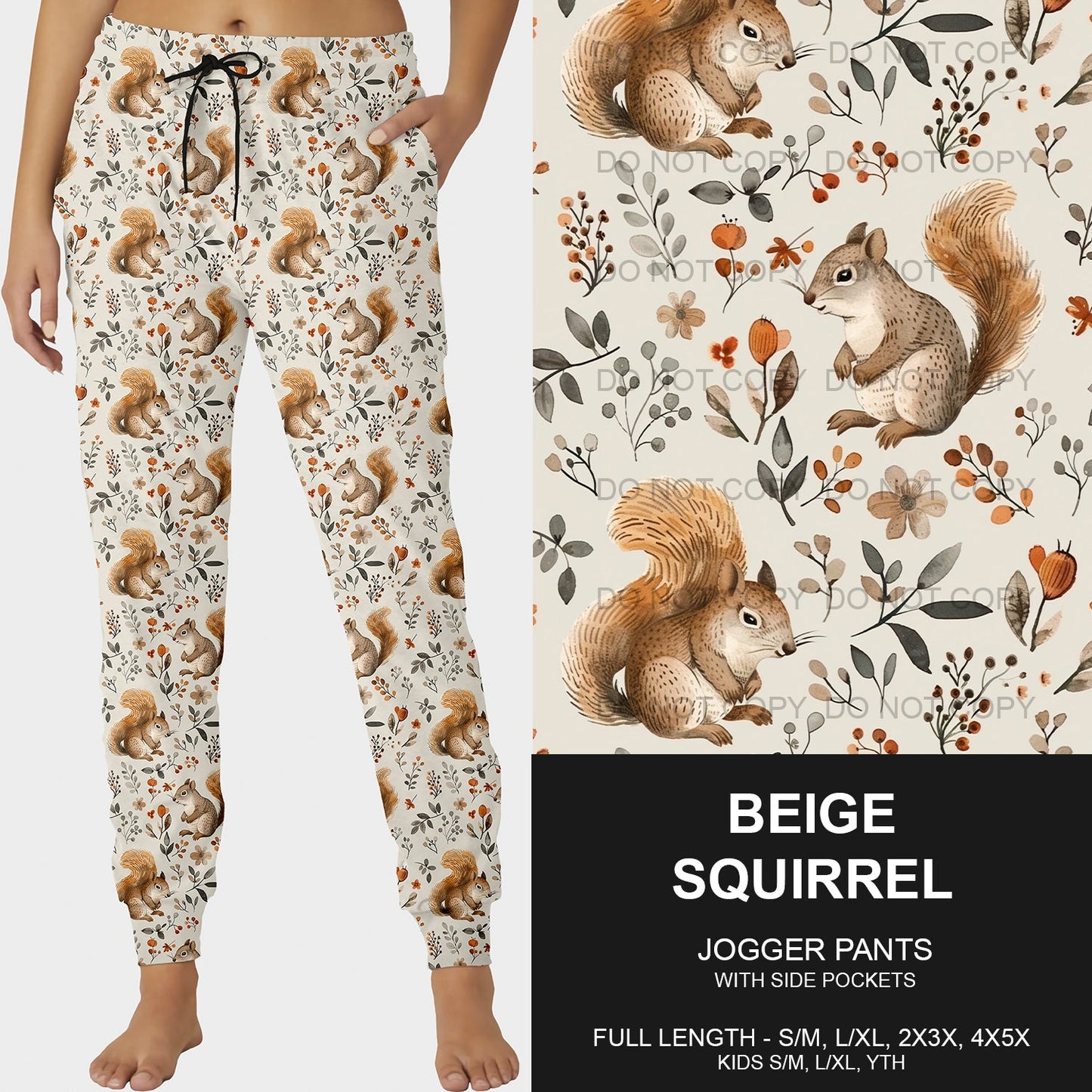 RTS - Beige Squirrel Joggers