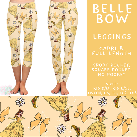 Batch #503 - Princess Bows - Closes 3/13 - ETA mid May - Belle Bow Full and Capri Length Leggings