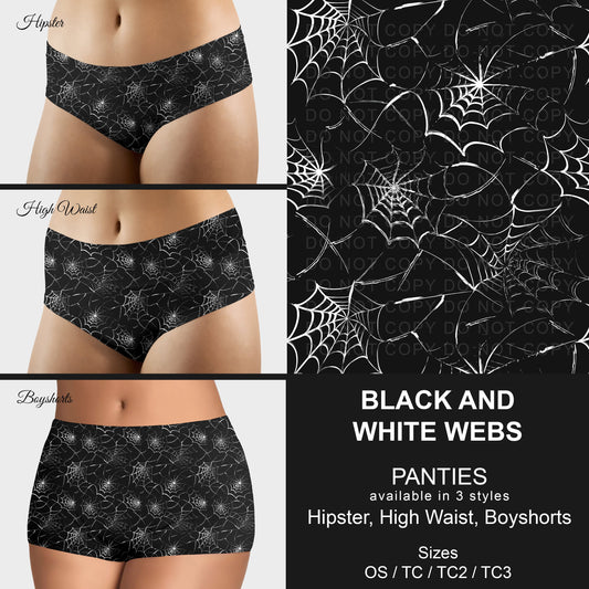B306 - Preorder Black and White Webs Panties (Closes 8/07. ETA mid October)