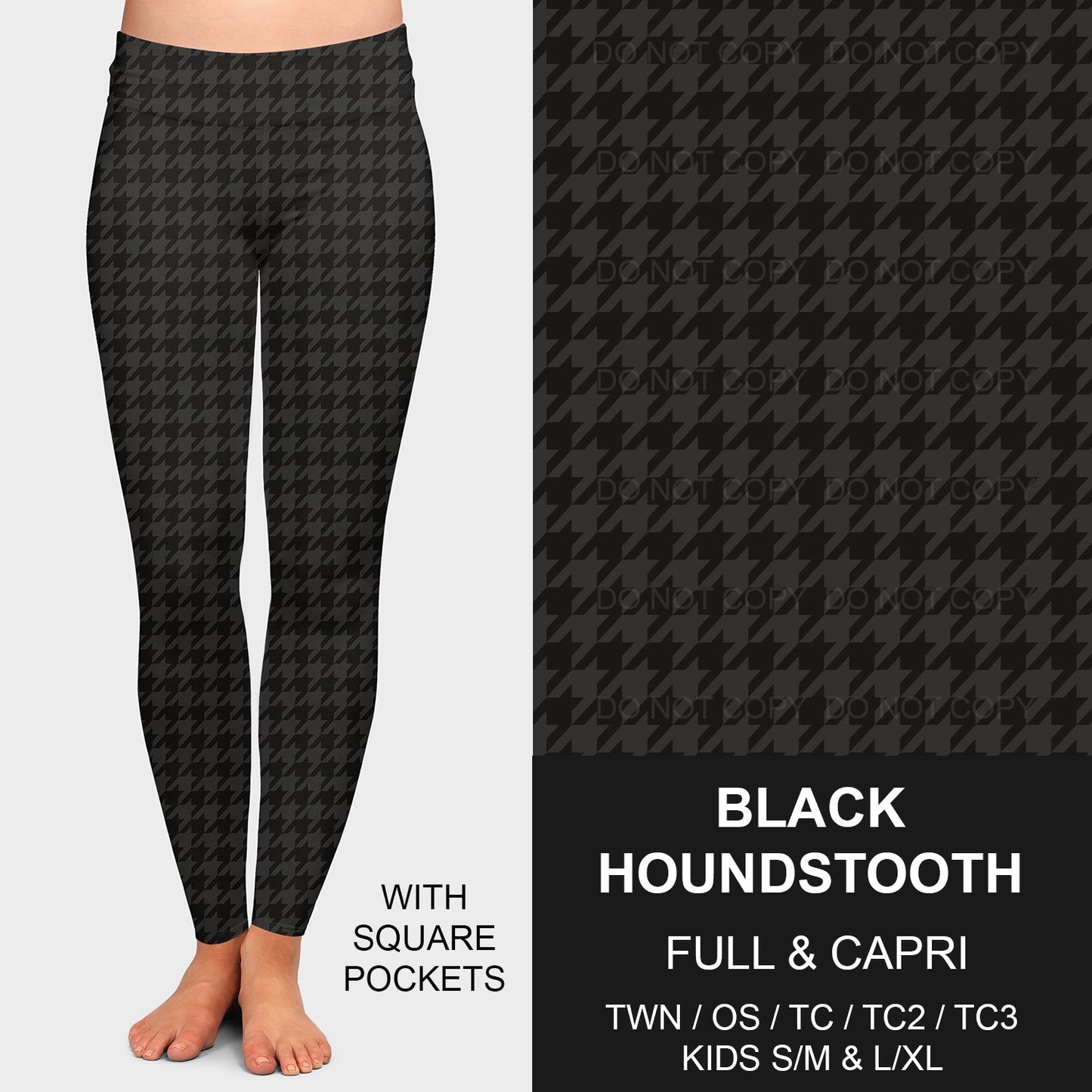 B205 - Preorder Black Houndstooth Leggings w/ Pockets (Closes 1/12. ETA: early April)