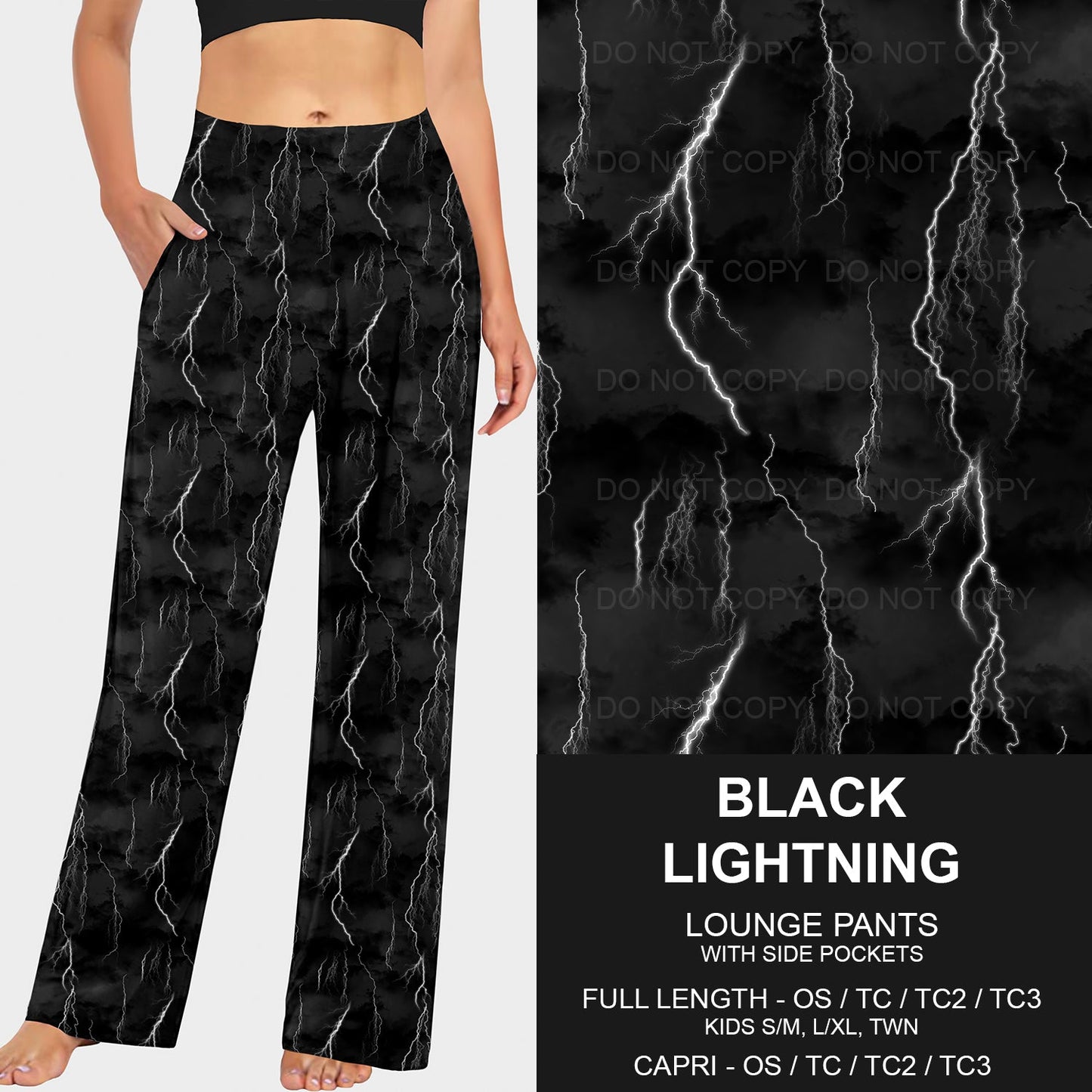 B205 - Preorder Black Lightning Lounge Pants (Closes 1/12. ETA: early April)