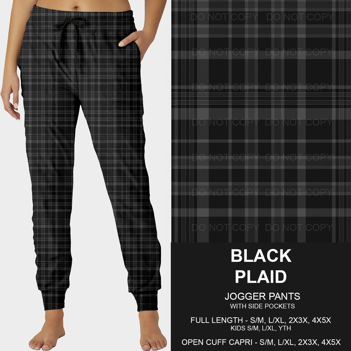 B205- Preorder Black Plaid Joggers (Closes 1/12. ETA: early April)