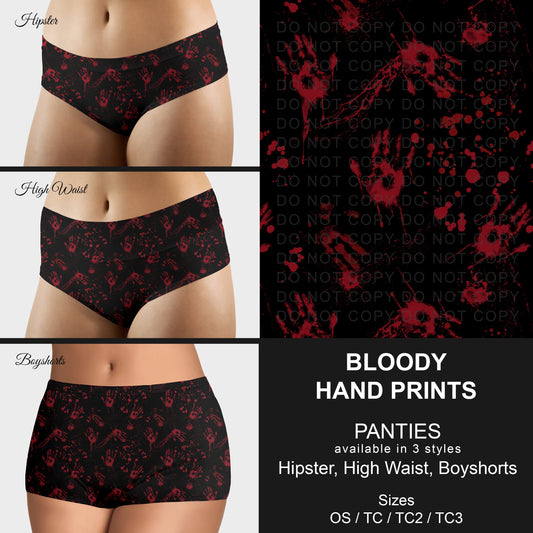 B306 - Preorder Bloody Hand Prints Panties (Closes 8/07. ETA mid October)
