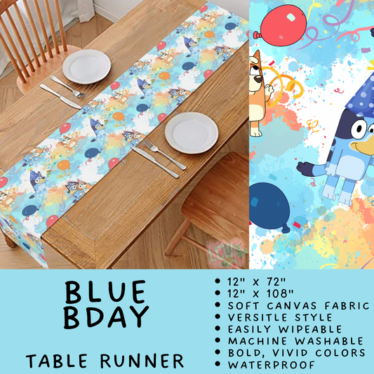 Batch #602 - Table Runners & Placemats - Closes 10/23 - ETA mid Dec - Blue Bday Table Runner