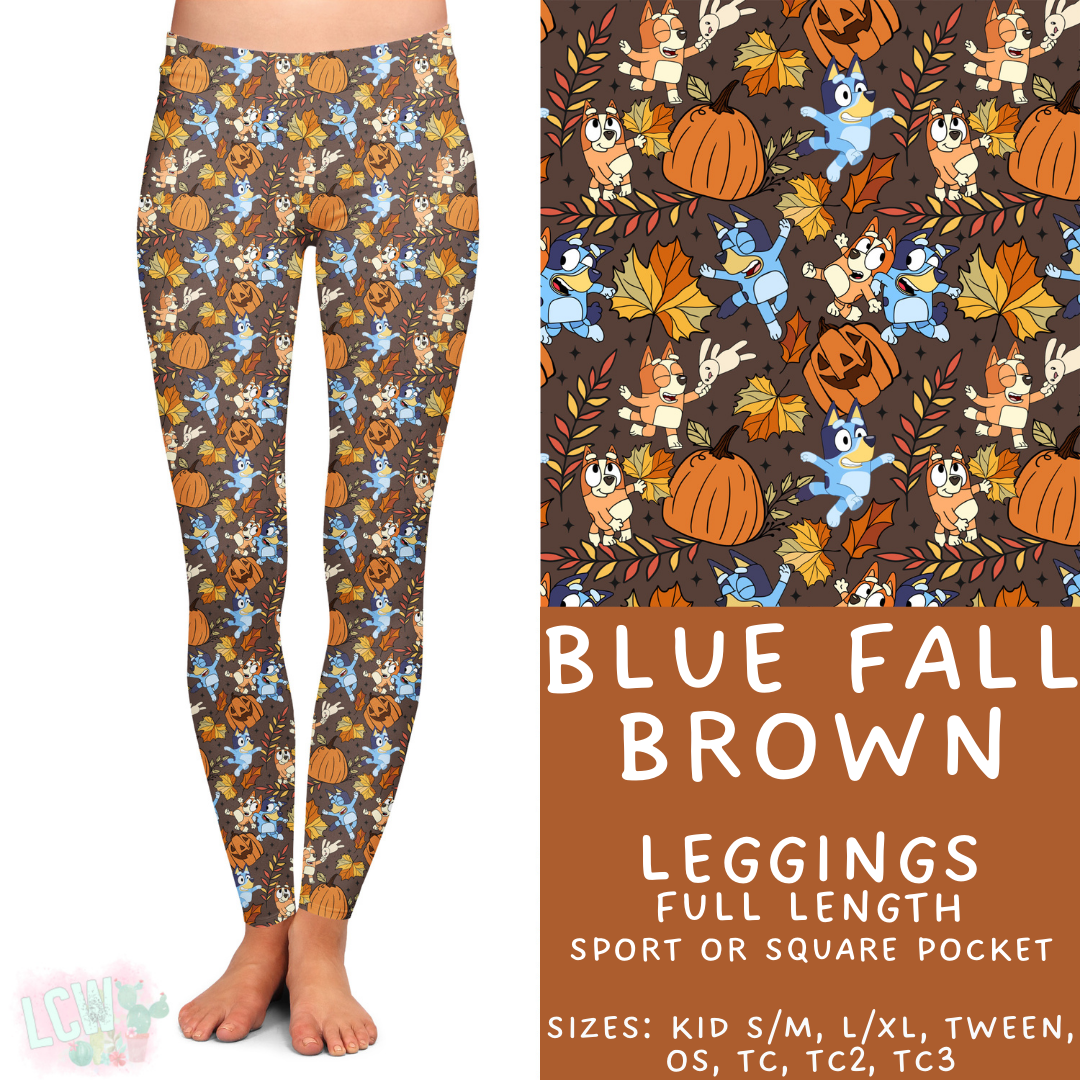 In Production - Batch #409 - Blue Fall Brown Full Length Leggings - Square Pocket OS