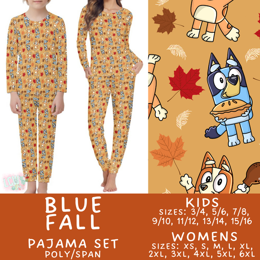 Batch #580 - Fall Family Pajamas 2 - Closes 9/4 - ETA early Nov - Blue Fall Women's & Kid's Pajama Set