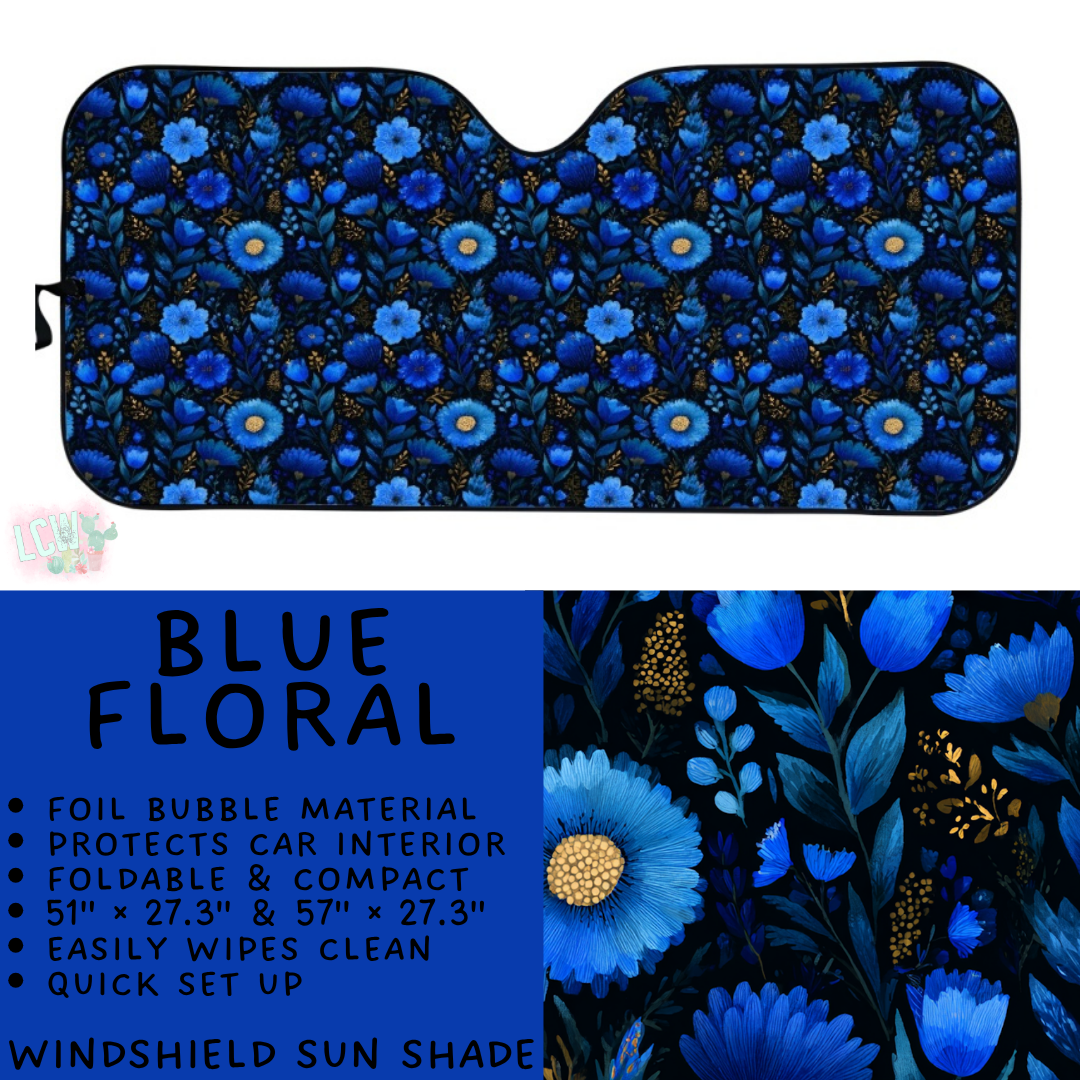 Batch #554 - Car Accessories 3 - Closes 7/10 - ETA early/mid Sept - Blue Floral Windshield Sun Shade