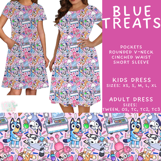 Batch #555 - Cool Characters 7 - Closes 7/13 - ETA mid Sept - Blue Treats Adult & Kids Dresses