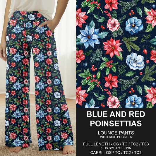 B313 - Preorder Blue and Red Poinsettias Lounge Pants (Closes 9/20. ETA: late Nov.)