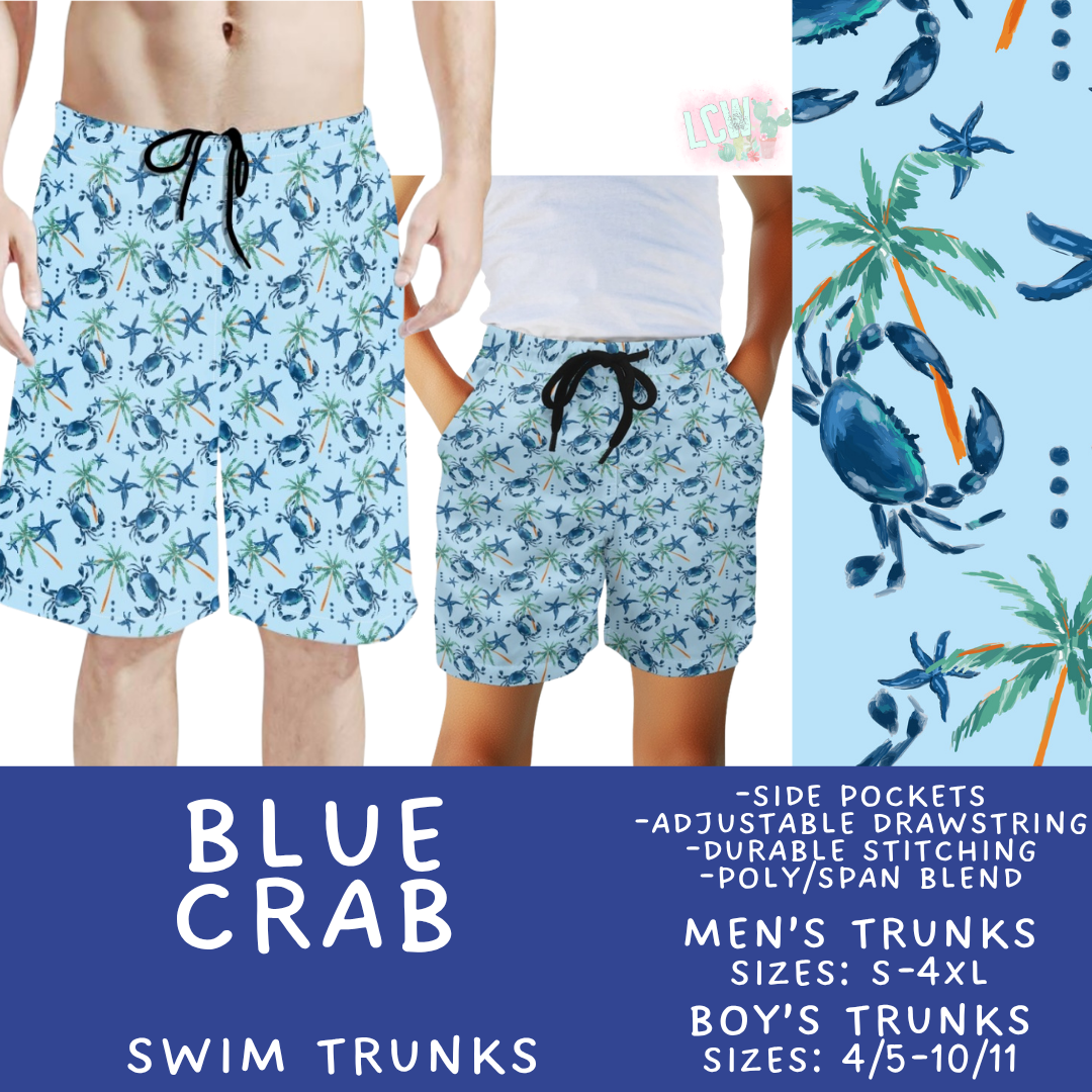 Batch #543 - Pool Party 2 - Closes 6/15 - ETA early/mid August - Blue Crab Boys' & Men's Swim Trunks