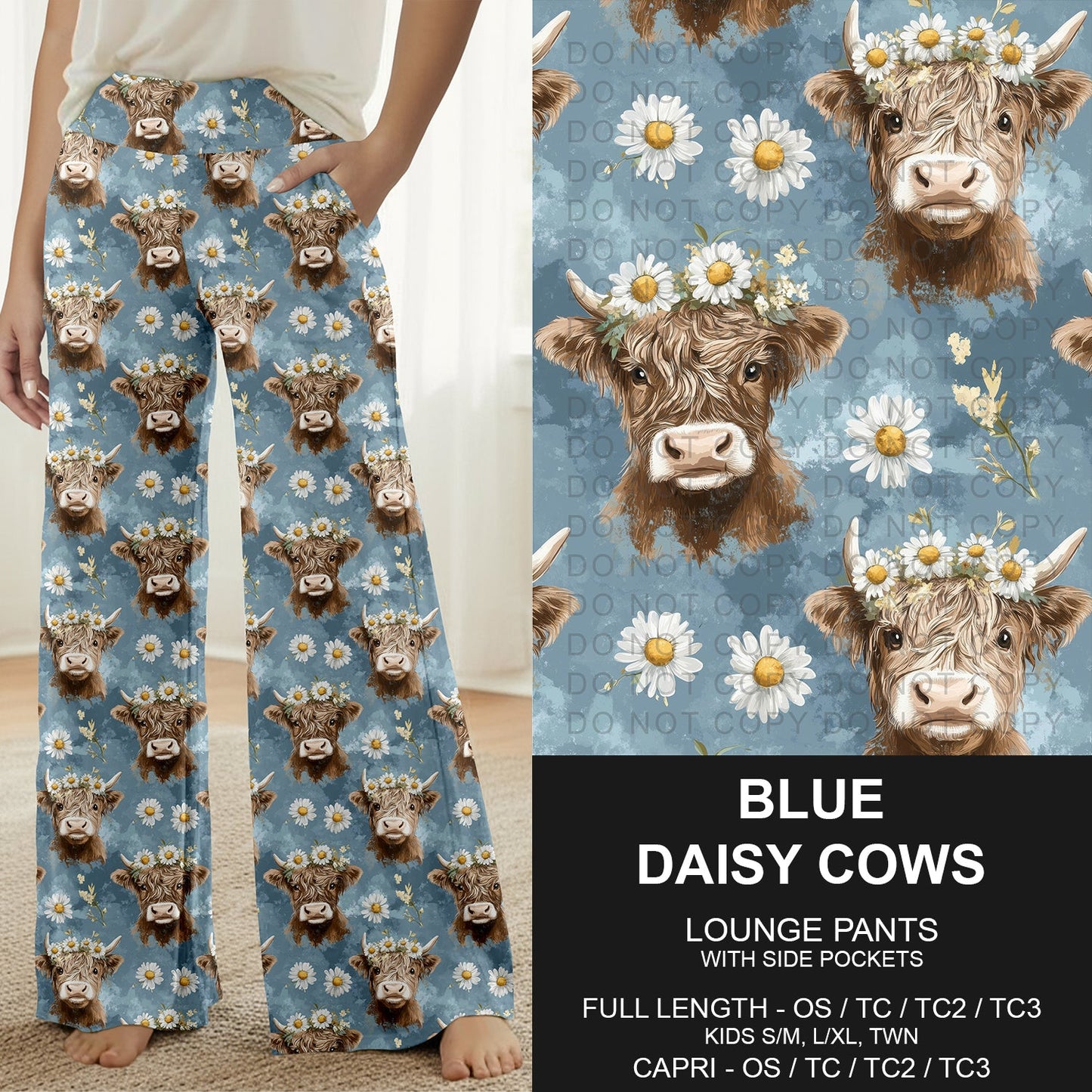 B317 - Preorder Blue Daisy Cows Lounge Pants (Closes 10/18. ETA: late Dec.)