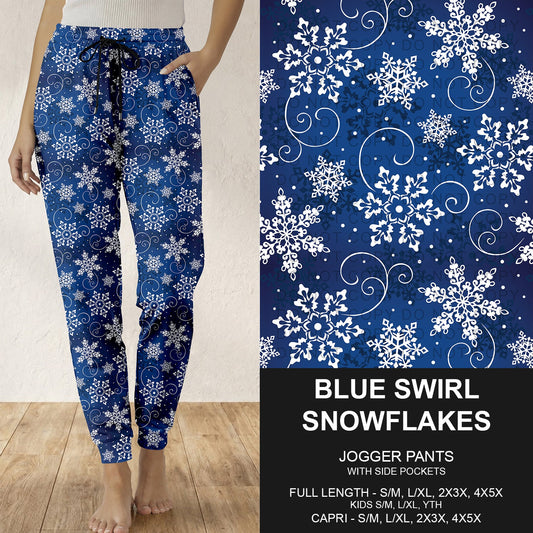 B313 - Preorder Blue Swirl Snowflakes Joggers (Closes 9/20. ETA: late Nov.)