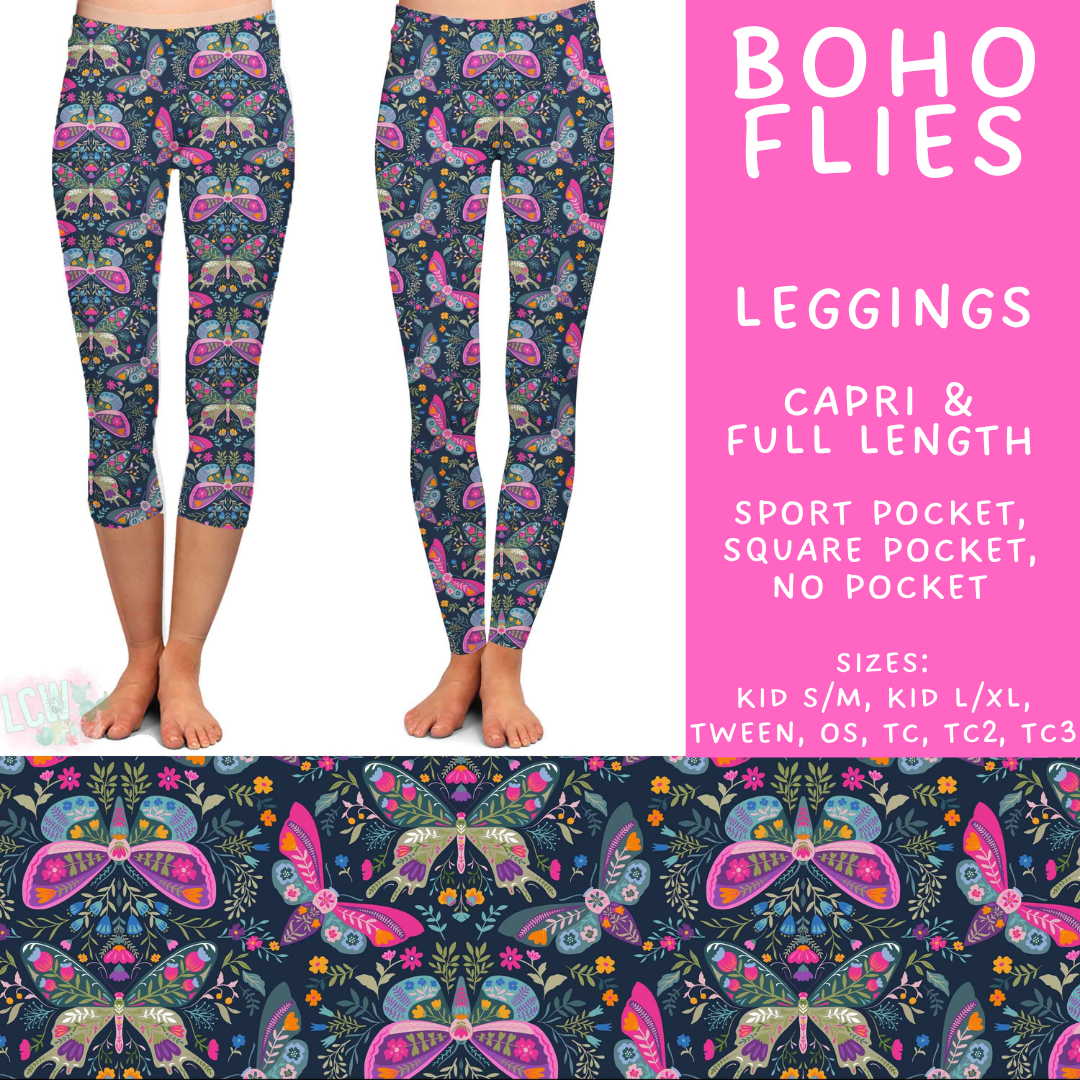 Batch #534 - April Request Run - Closes 5/25 - ETA late July - Boho Flies Full and Capri Length Leggings