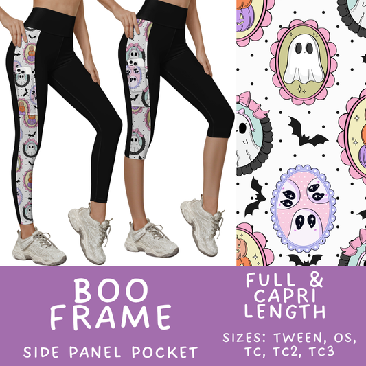 Batch #568 - Halloween Spooky Sets 3 - Closes 8/12 - ETA early October - Boo Frame Pattern Side Pocket Capris & Leggings