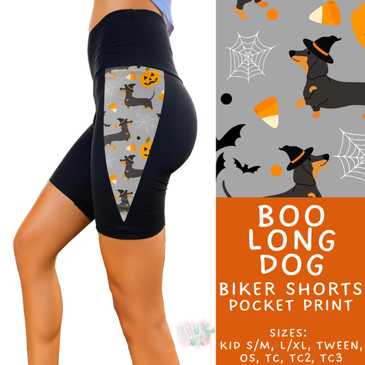 Batch #568 - Halloween Spooky Sets 3 - Closes 8/12 - ETA early October - Boo Long Dog Side Panel Biker Shorts