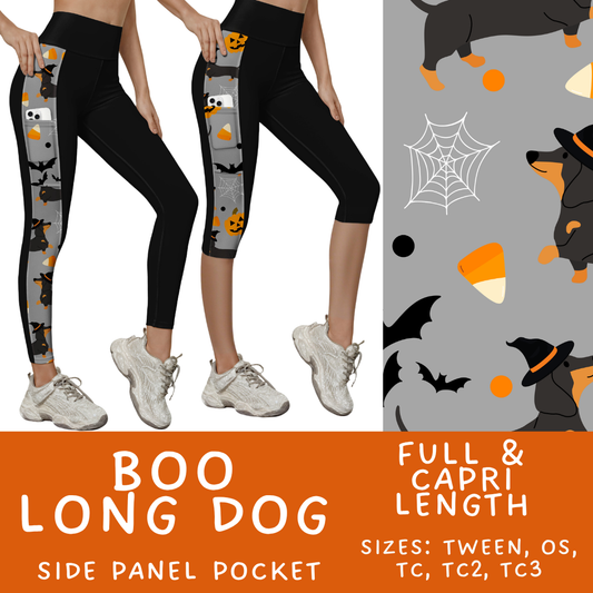Batch #568 - Halloween Spooky Sets 3 - Closes 8/12 - ETA early October - Boo Long Dog Pattern Side Pocket Capris & Leggings