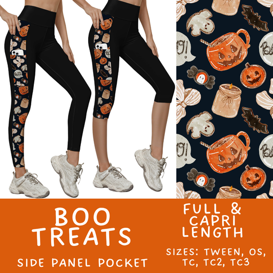 Batch #568 - Halloween Spooky Sets 3 - Closes 8/12 - ETA early October - Boo Treats Pattern Side Pocket Capris & Leggings