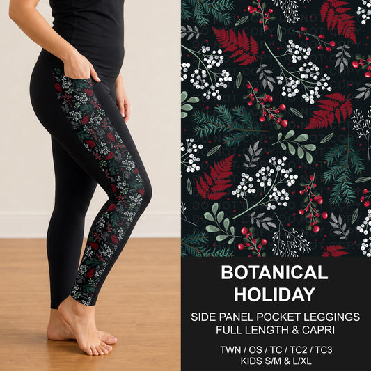 B313 - Preorder Botanical Holiday Side Panel Pocket Leggings (Closes 9/20. ETA: late Nov.)