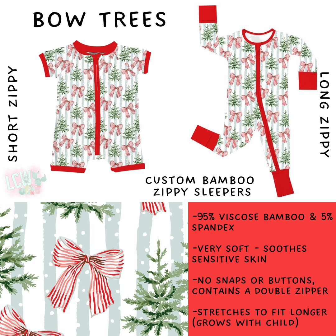 Batch #593 - Little Dreamers Christmas 3 - Closes 10/2 - ETA late Nov - Bow Trees Short and Long Zippy Sleeper