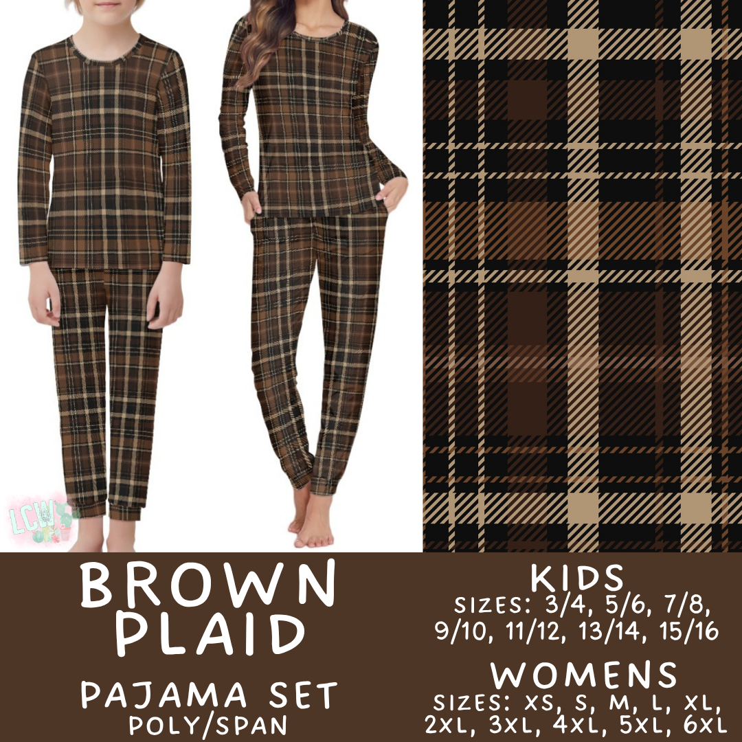 Batch #580 - Fall Family Pajamas 2 - Closes 9/4 - ETA early Nov - Brown Plaid Women's & Kid's Pajama Set