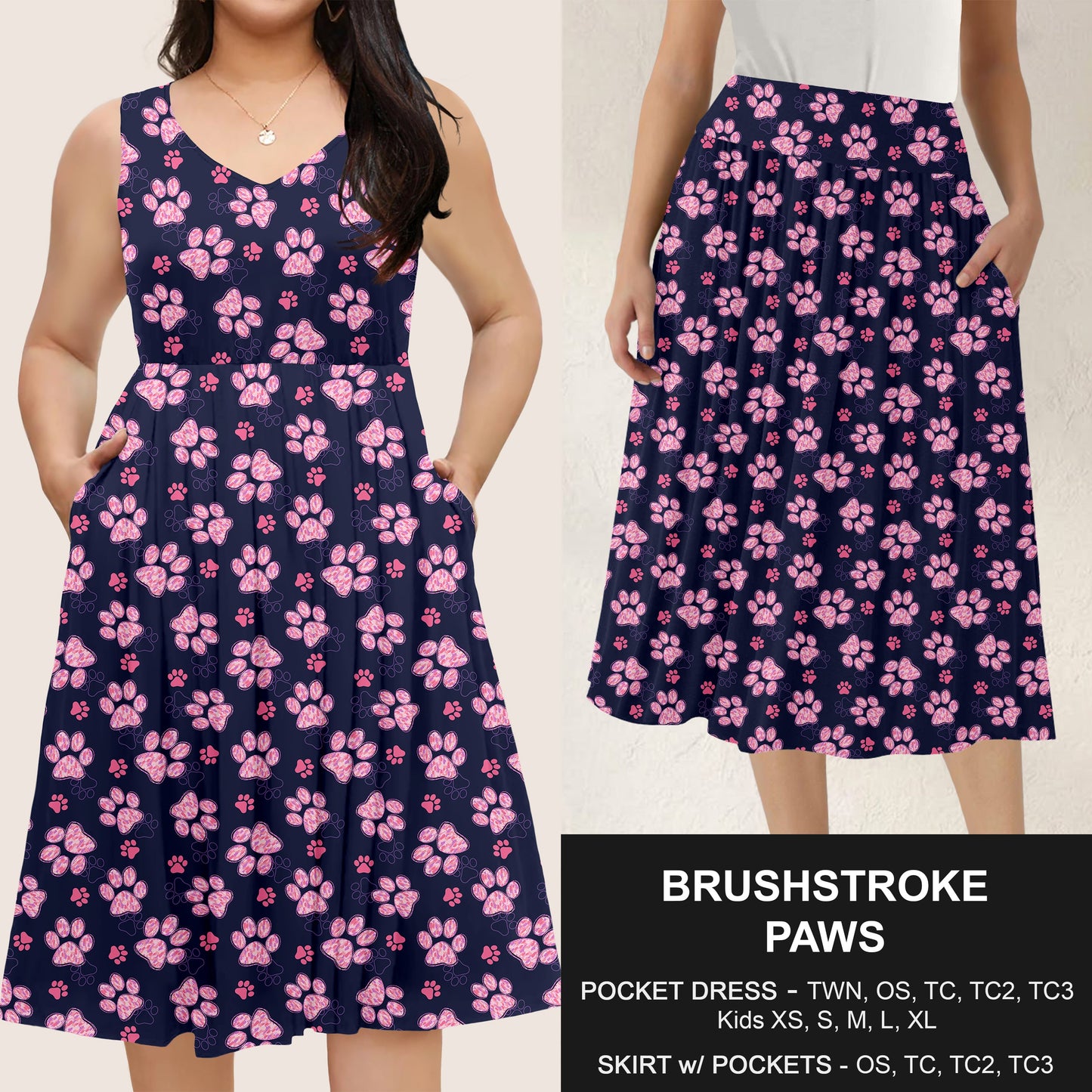 B285 - Preorder Brushstroke Paws Dress/Skirt with Pockets (Closes 4/15. ETA: mid June)
