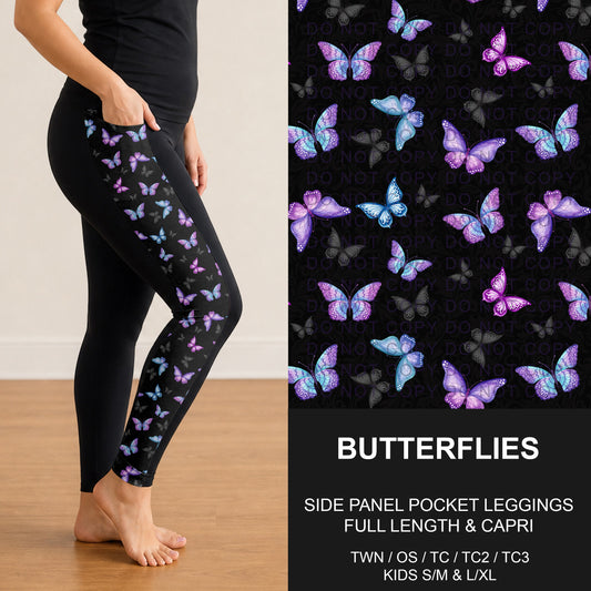 B300 - Preorder Butterflies Side Panel Pocket Leggings (Closes 7/15. ETA: mid Sept.)