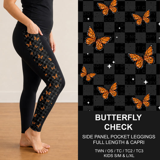 B300 - Preorder Butterfly Check Side Panel Pocket Leggings (Closes 7/15. ETA: mid Sept.)