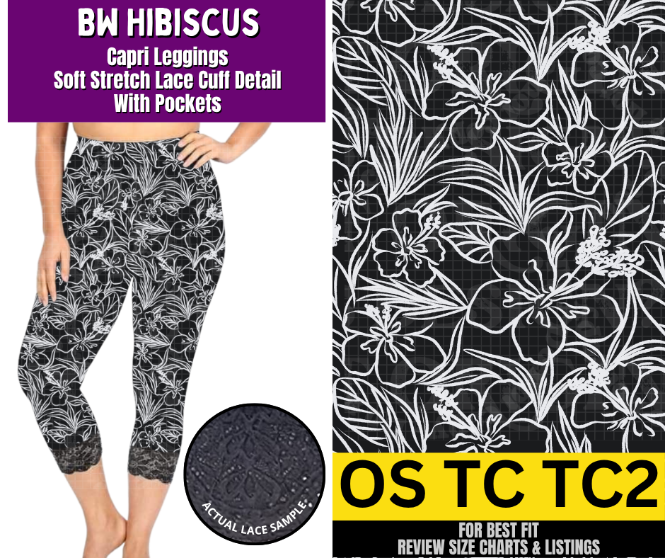 BW Hibiscus Lace Cuff Capris w/ Pockets