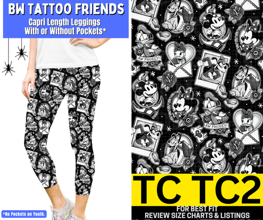 BW Tattoo Friends Capri Length Leggings w/ Pockets