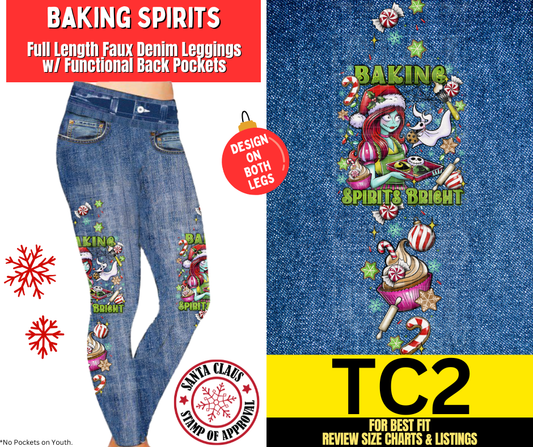 Baking Spirits Full Length Faux Denim w/ Side Leg Designs