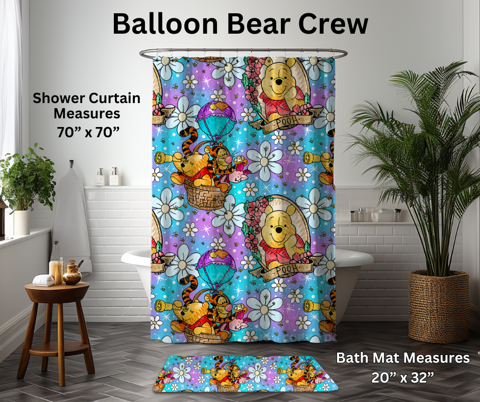 Preorder! Closes 1/6. ETA March. Balloon Bear Crew Custom Shower Curtain and/or Bath Mat