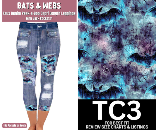 Bats & Webs Capri Faux Denim Peekaboo