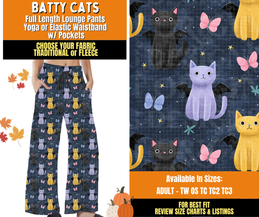 Preorder! Closes 7/16. ETA Oct. Batty Cats Lounge Pants Choose Fleece or Traditional