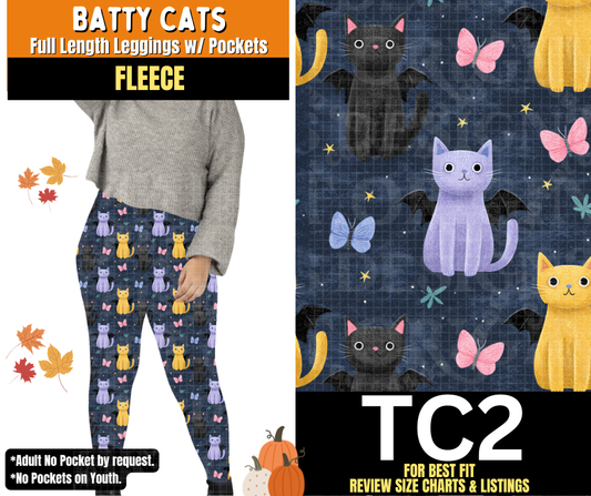 Batty Cats Fleece Full Length Leggings