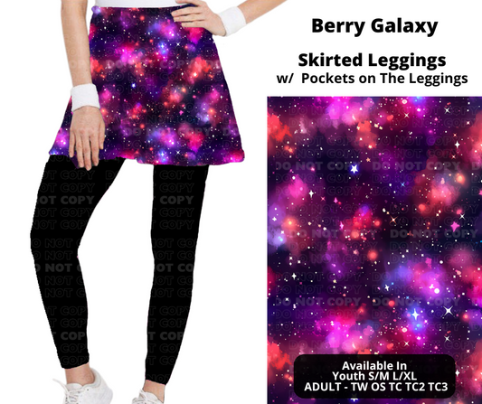 Preorder! Closes 11/25. ETA Jan. Berry Galaxy Skirted Full Length Leggings w/ Pockets