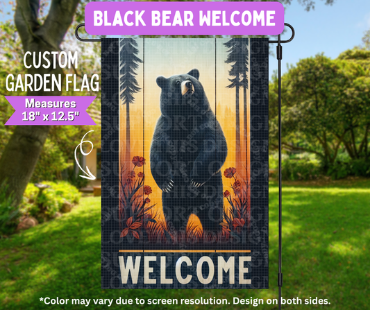 Black Bear Welcome Garden Flag