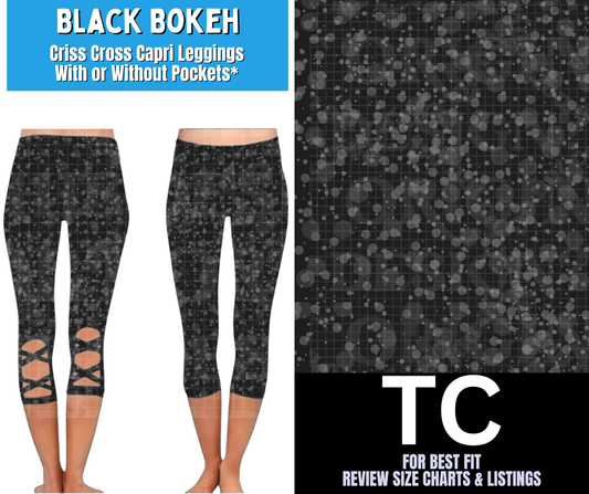 Black Bokeh Criss Cross Capri w/ Pockets