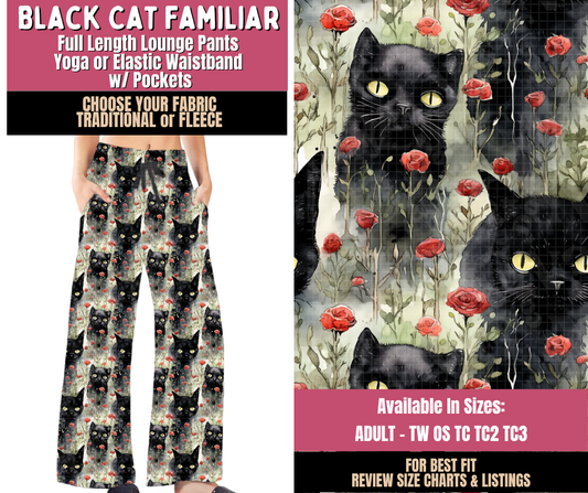 Preorder! Closes 10/1. ETA Dec. Black Cat Familiar Lounge Pants Choose Fleece or Traditional