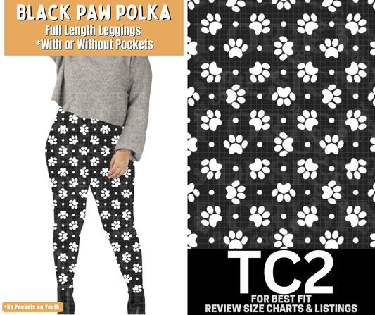 Black Paw Polka Full Length Leggings w/ Pockets