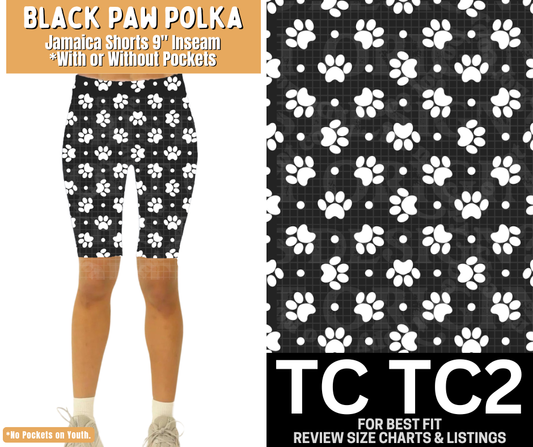 Black Paw Polka Jamaica Shorts w/ Pockets