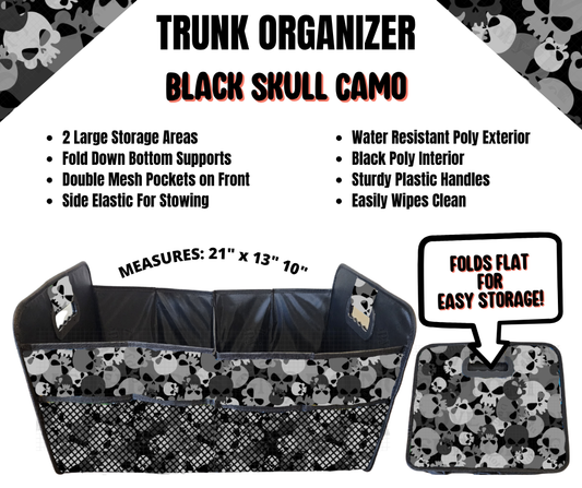 Black Skull Camo Trunk Organizer