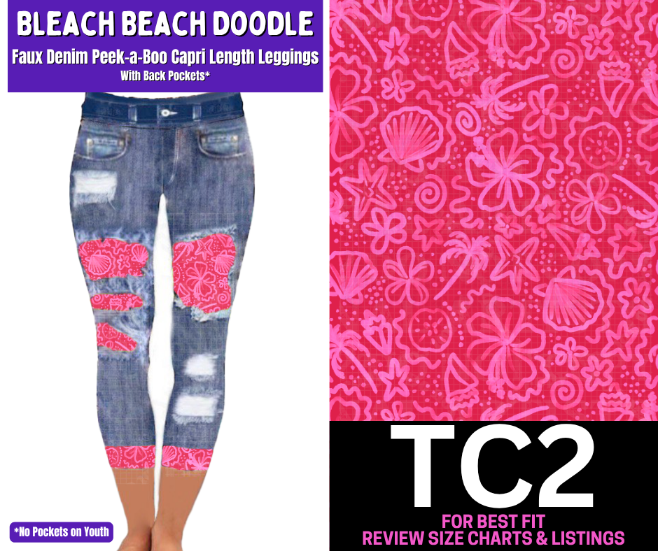 Bleach Beach Doodle Capri Faux Denim Peekaboo