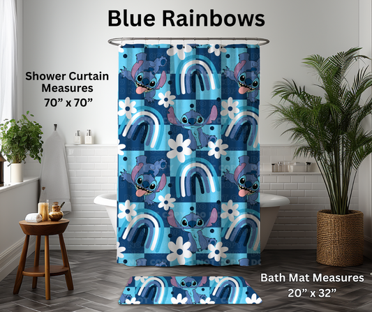 Preorder! Closes 1/6. ETA March. Blue Rainbows Custom Shower Curtain and/or Bath Mat